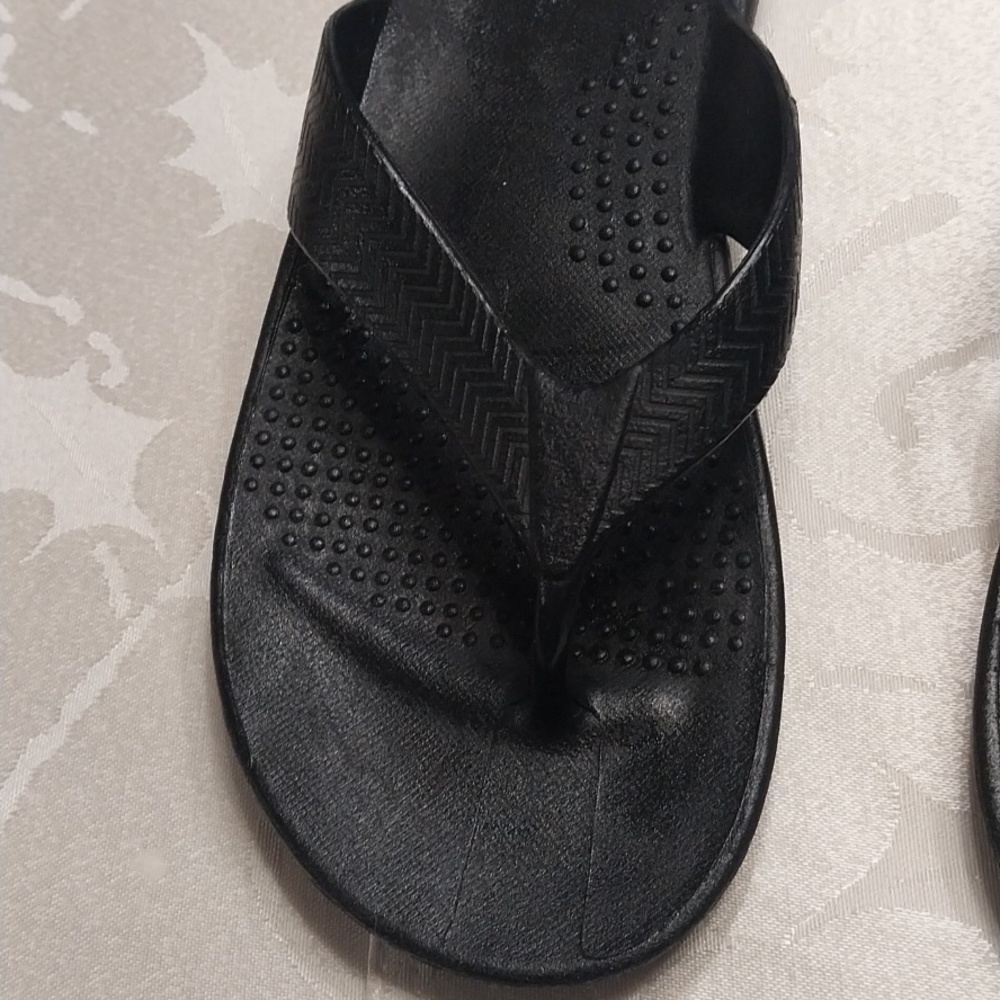 Okabashi Surf Men's Flip Flops Sandals Size Large Black Comfort Arch Support - Picture 9 of 9